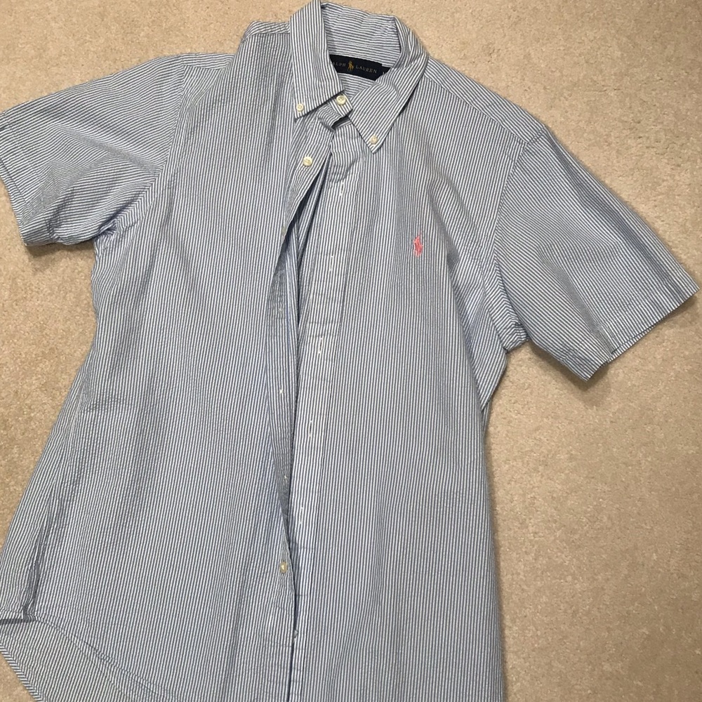 Short sleeve polo button down